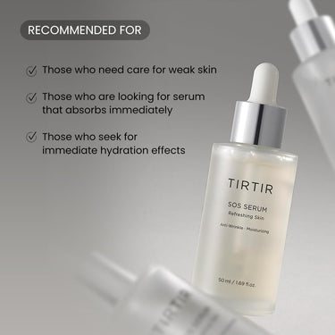 TIRTIR SOS Serum - Radiant Glow Boosting Face | Plumping, Anti Aging, Hydrating |Visibly Smooth and Glowy Skin | Fragrance Free Serum for All Skin Types, 1.69 fl.oz.